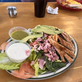 Main Street Cafe - Cobb Salad with blackened chicken & house made citrus vinaigrette along with Blue Cheese dressing. Truly DELIGHTFUL! - Coffee & Tea Near Me - Hurricane, Utah