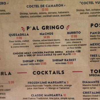 La Cruderia - P'al gringo menu is hilarious - Mexican Near Me - Houston, Texas