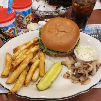 Towson Diner - Mushroom Swiss burger with fries and coleslaw. - Diners Near Me - Towson, Maryland Towson Diner - Mushroom Swiss burger with fries and coleslaw. - Diners Near Me - Towson, Maryland