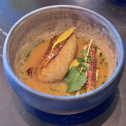 Caldo De Pescado - black cod, shrimp and house santa broth and esquite corn.
