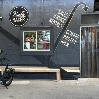 Kafe Racer - exterior with plastic curtain strips "door" - Bikes Near Me - Dunedin, Florida