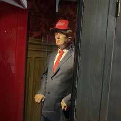 Trump Train! His hands looked like he had arthritis.