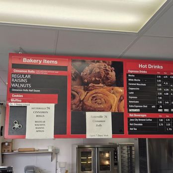 Sutterville 76 - Menu board, prices not posted for the rolls or croissants, but rolls were 6.95, and croissant was about 5 - Gas Stations Near Me - Sacramento, California