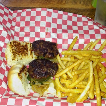 The Cardinal - Emu/chorizo sliders with grilled onions & peppers. Delish. - Burgers Near Me - Boone, North Carolina The Cardinal - Emu/chorizo sliders with grilled onions & peppers. Delish. - Burgers Near Me - Boone, North Carolina
