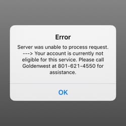Goldenwest Credit Union - Your account isn't eligible to deposit over mobile. The app couldn't achieve a deposit anyway. It can't show me graphs.