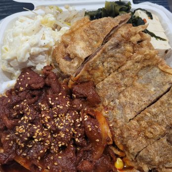 Kapolei Korean BBQ - Spicy pork and meat jhun mixed plate - Korean Near Me - Kapolei, Hawaii Kapolei Korean BBQ - Spicy pork and meat jhun mixed plate - Korean Near Me - Kapolei, Hawaii