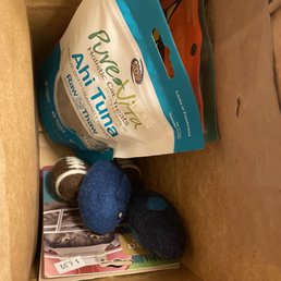 Treats and toys. Treats and toys.