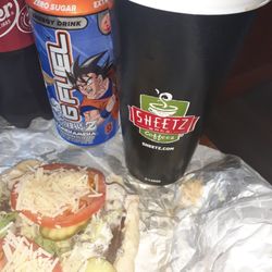 Sheetz - The Steak sub with Sheetz Coffee , Two of my favorite G-Fuel the Sheetz and Strawberry lychee, and a pop to drink.