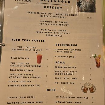 Thai Table  - Menu 12/25/2025 - Thai Near Me - Berkeley, California