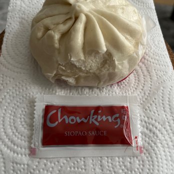 Chowking - Steam Bun or Asado Siopao and look at how small the packed sauce. - Chinese Near Me - West Covina, California Chowking - Steam Bun or Asado Siopao and look at how small the packed sauce. - Chinese Near Me - West Covina, California