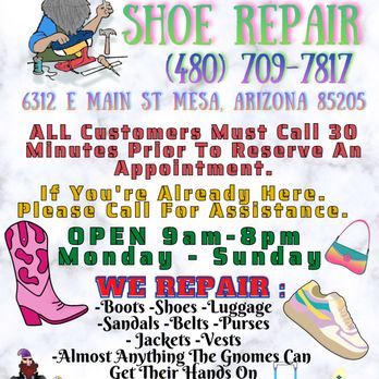 A Gnome's Shoe Repair - 2026 - Shoe Repair Near Me - Mesa, Arizona A Gnome's Shoe Repair - 2026 - Shoe Repair Near Me - Mesa, Arizona