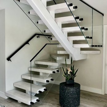 Elite Railings - Floating stairs with glass railings. - Decks & Railing Near Me - Irvine, California