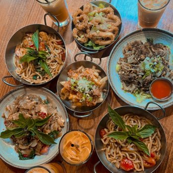 OBAO - Drunken Noodles Duck Noodle. L Thai Iced Tea Sambal Spiced Calamari Kimchi Fries. L Pad Kee Mao. L - Asian Fusion Near Me - New York, New York OBAO - Drunken Noodles Duck Noodle. L Thai Iced Tea Sambal Spiced Calamari Kimchi Fries. L Pad Kee Mao. L - Asian Fusion Near Me - New York, New York