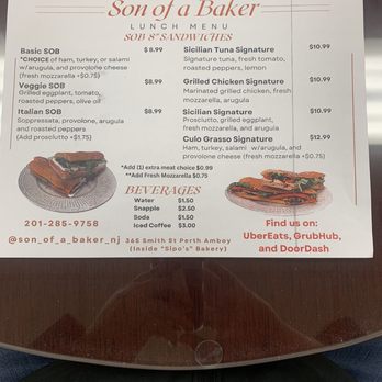 Son of a Baker - Menu - Coffee & Tea Near Me - Perth Amboy, New Jersey