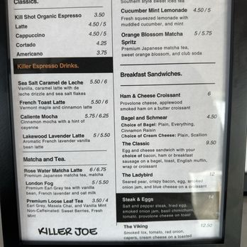 Killer Joe Coffee - Coffee Menu - Breakfast & Brunch Near Me - Dallas, Texas