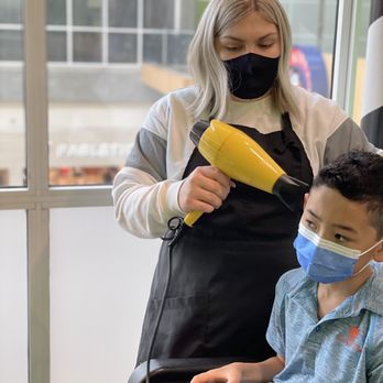 Sharkey's Cuts for Kids - Getting the hair off shirt so they don't get itchy - Kids Hair Salons Near Me - Bellevue, Washington Sharkey's Cuts for Kids - Getting the hair off shirt so they don't get itchy - Kids Hair Salons Near Me - Bellevue, Washington