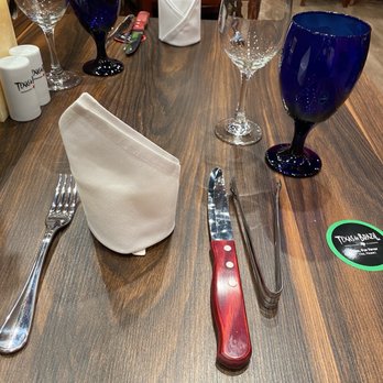 Texas de Brazil - Table Setting - Green Circle is to indicate if you'd like meat service (if turned over, Red, no meat service) - Steakhouses Near Me - Honolulu, Hawaii Texas de Brazil - Table Setting - Green Circle is to indicate if you'd like meat service (if turned over, Red, no meat service) - Steakhouses Near Me - Honolulu, Hawaii
