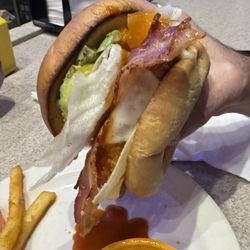 Saddle Rock Grill - Crispy Chicken sandwich loaded-up