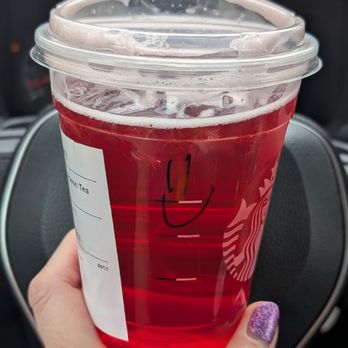 Starbucks - Grande iced passion tango unsweetened tea with a happy face =) - Coffee & Tea Near Me - Markham, Ontario