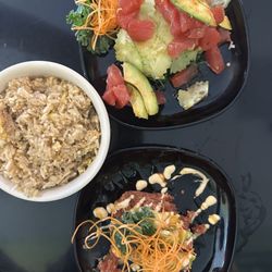 The Key Thai Restaurant & Sushi Bar - Fried rice on the left, bottom is the tuna yuki and the top is yum yum tuna