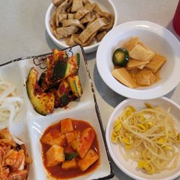 Banchan served with the entrees. Banchan served with the entrees.