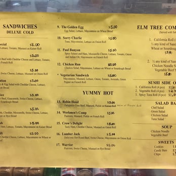Elm Tree Sandwich Shop - Menu 6/9/15 - Sandwiches Near Me - Los Angeles, California