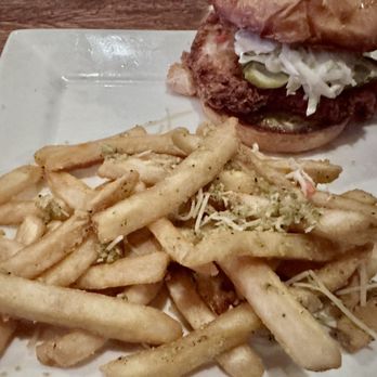 Rock Bottom Restaurant & Brewery - CRISPY CHICKEN SANDWICH and GARLIC PARMESAN FRIES - Breweries Near Me - Denver, Colorado Rock Bottom Restaurant & Brewery - CRISPY CHICKEN SANDWICH and GARLIC PARMESAN FRIES - Breweries Near Me - Denver, Colorado