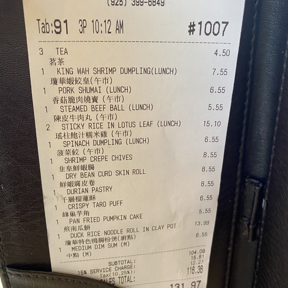 King Wah - $131 for three people (plus we had leftovers) - Dim Sum Near Me - Pleasanton, California King Wah - $131 for three people (plus we had leftovers) - Dim Sum Near Me - Pleasanton, California