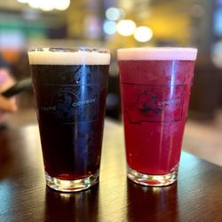 Celtic Cowboy - Irish Death Dark ale for him and Andsolt Gose sour for me