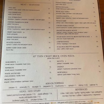 Osteria Ama - Dinner menu (photo taken by my fellow Yelp Elite friend Nehal) - Italian Near Me - Chadds Ford, Pennsylvania