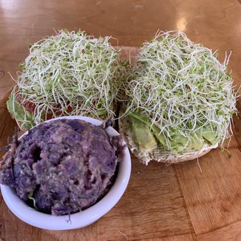 Sweet Cane Cafe - Bagel sandwich with sweet potato poke - Sandwiches Near Me - Hilo, Hawaii Sweet Cane Cafe - Bagel sandwich with sweet potato poke - Sandwiches Near Me - Hilo, Hawaii