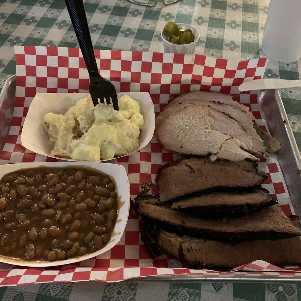 Austin’s Bar-B-Que - 2-meat plate with baked beans and potato salad - Barbeque Near Me - Addison, Texas Austin’s Bar-B-Que - 2-meat plate with baked beans and potato salad - Barbeque Near Me - Addison, Texas