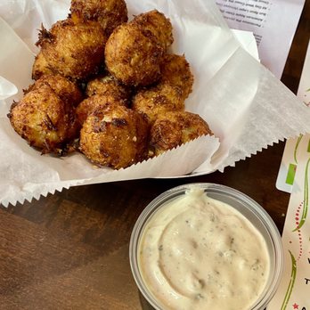 Pinky's Westside Grill - Crab Puppies with tartar sauce - American Near Me - Huntersville, North Carolina Pinky's Westside Grill - Crab Puppies with tartar sauce - American Near Me - Huntersville, North Carolina