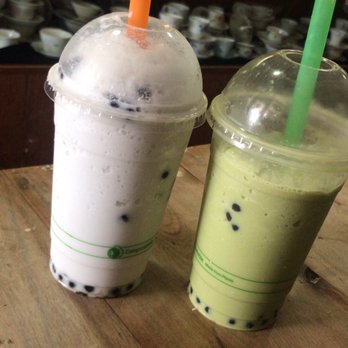 Tea and Chi - Taro mixed with Almond bubble tea, Green Tea bubble tea - Tea Rooms Near Me - Vero Beach, Florida Tea and Chi - Taro mixed with Almond bubble tea, Green Tea bubble tea - Tea Rooms Near Me - Vero Beach, Florida