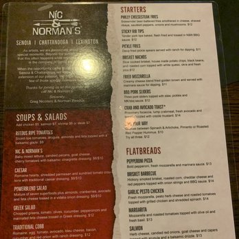 Nic & Norman's - Good menu. A little boring but there are some real diamonds in the rough. - American Near Me - Lexington, Kentucky Nic & Norman's - Good menu. A little boring but there are some real diamonds in the rough. - American Near Me - Lexington, Kentucky