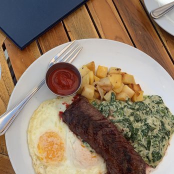 Moonshadows - Hanger steak & fried eggs - Seafood Near Me - Malibu, California Moonshadows - Hanger steak & fried eggs - Seafood Near Me - Malibu, California
