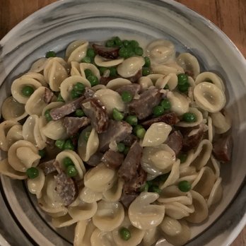 Burrata - Orecchiette with sausage and peas (ordered with no sun dried tomatoes) - Italian Near Me - Philadelphia, Pennsylvania Burrata - Orecchiette with sausage and peas (ordered with no sun dried tomatoes) - Italian Near Me - Philadelphia, Pennsylvania