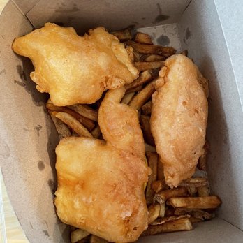 Fin City Fish & Chips Restaurant - Halibut (barely any fries underneath) - Fish & Chips Near Me - Orillia, Ontario Fin City Fish & Chips Restaurant - Halibut (barely any fries underneath) - Fish & Chips Near Me - Orillia, Ontario