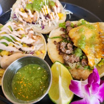 Calafia Kitchen - Mixed Tacos Trio (2 shrimp and one steak) - Breakfast & Brunch Near Me - Livermore, California