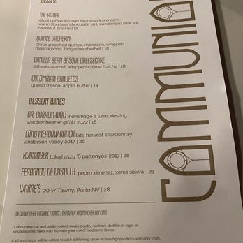 Communion - Dessert menu - Desserts Near Me - San Diego, California Communion - Dessert menu - Desserts Near Me - San Diego, California