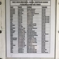 Sycamore Sportsman's Club - 2019-2020 Closure Dates and Times
