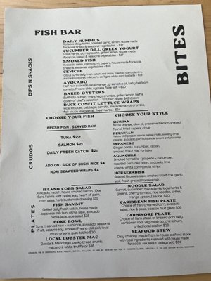 Menu photo 8 Fish Bar Virgin Islands, VI