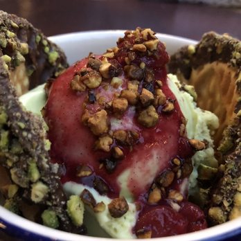 Quality Italian - Pistachio gelato with waffle cone - Italian Near Me - Denver, Colorado Quality Italian - Pistachio gelato with waffle cone - Italian Near Me - Denver, Colorado