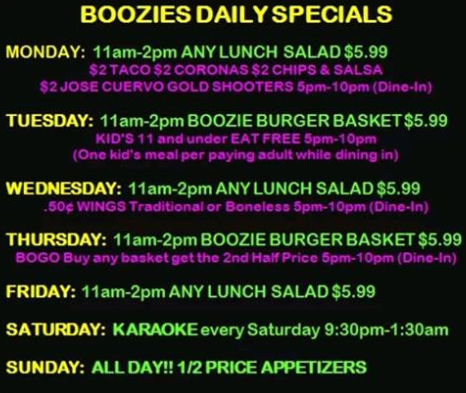 Menu photo 7 Boozies Bar & Grill Davenport, IA Menu photo 7 Boozies Bar & Grill Davenport, IA