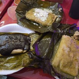 Tamales!  Mole, jalapeño & cheese, green sauce
