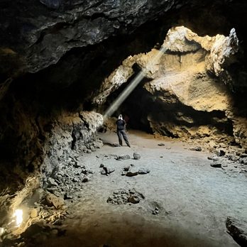 Mojave Lava Tubes - My favorite pic of the tube and the light shining through. - Hiking Near Me - Baker, California