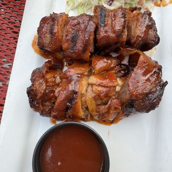 Calhoun's - Bacon wrapped beef brisket burnt ends - Barbeque Near Me - Knoxville, Tennessee Calhoun's - Bacon wrapped beef brisket burnt ends - Barbeque Near Me - Knoxville, Tennessee