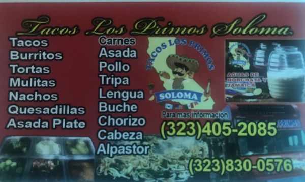 Menu photo 2 Tacos Los Primos Soloma Los Angeles, CA Menu photo 2 Tacos Los Primos Soloma Los Angeles, CA