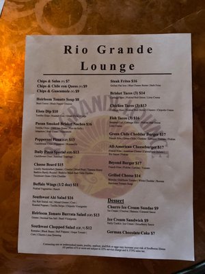 Menu photo 6 Rio Grande Lounge Bernalillo, NM