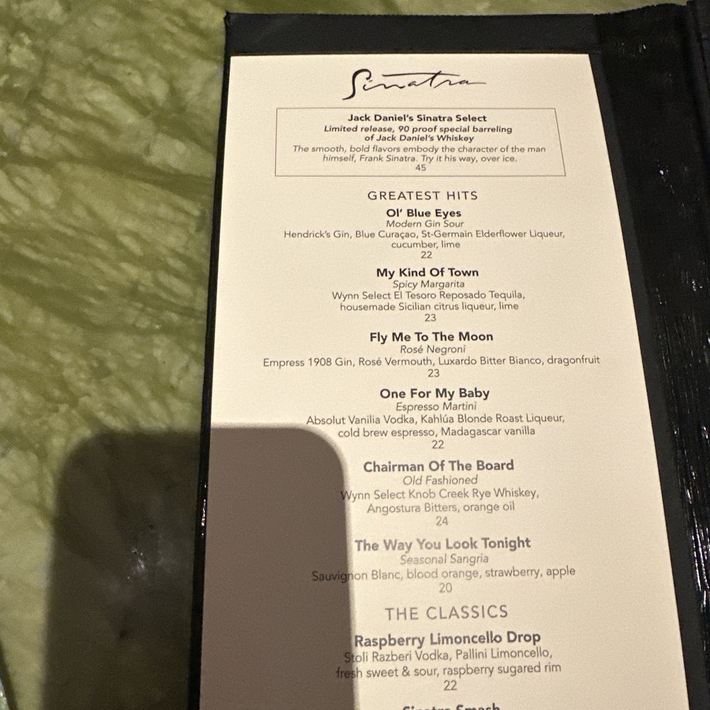 Sinatra - Menu - Italian Near Me - Las Vegas, Nevada Sinatra - Menu - Italian Near Me - Las Vegas, Nevada